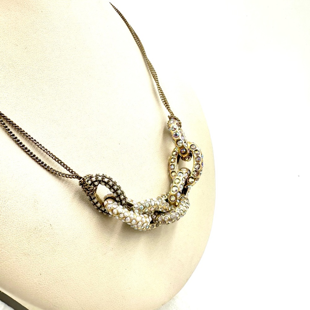 J. CREW PAVE CRYSTAL Aurora Borealis DOUBLE STRAND NECKLACE - Picture 4 of 8